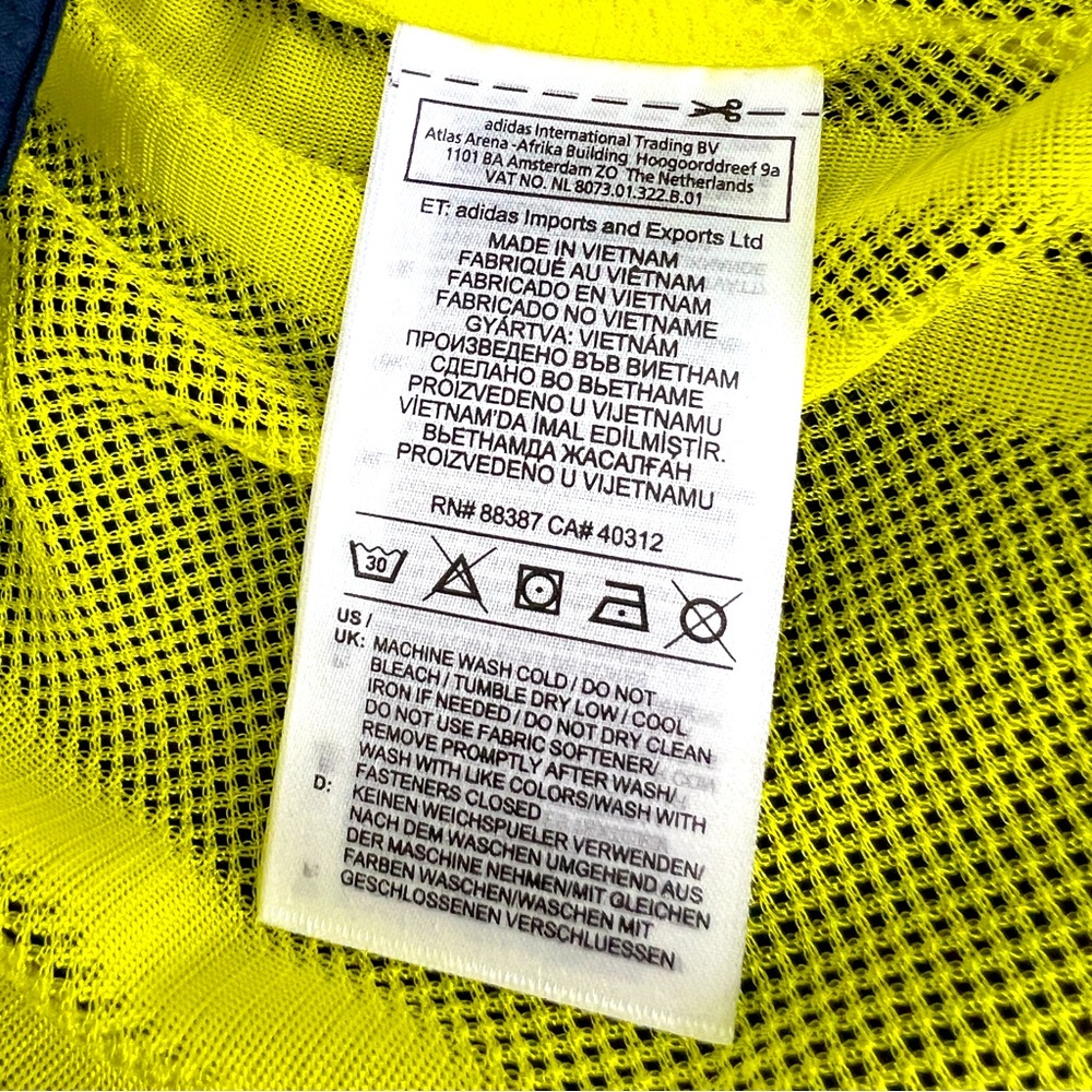 ADIDAS ORIGINAL WINDBREAKER, ANORAK HOODIE,YELLOW & BLUE,MEDIUM,100% POLYESTER - Picture 13 of 16